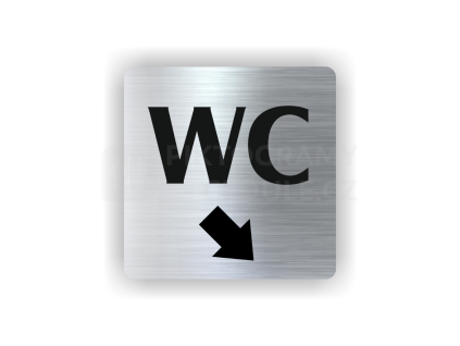 Cedule wc šipka v pravo dolů | Piktogram (čtverec)