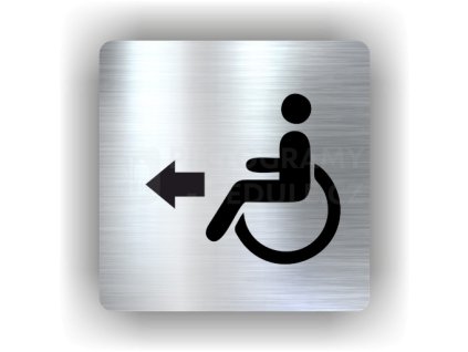 Piktogram - VOZÍČKÁŘI- INVALIDA ŠIPKA V LEVO