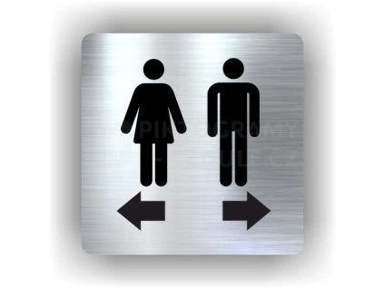 Cedule ženy do leva muži do prava – plast (piktogram)