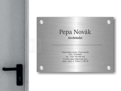 Cedule otevírací doba – ARCHITEK – A (Materiál Kov, Plast (dekór) NEREZ Broušená, Velikost A3 (30x42cm))