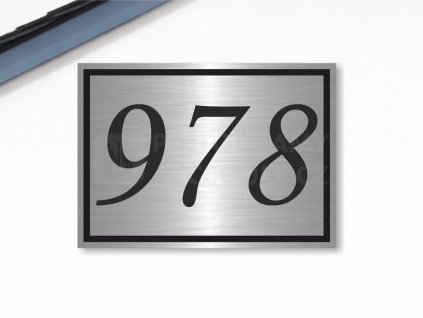 Cedule číslo domu 2 – Font B (Materiál Kov, Plast (dekór) NEREZ Broušená, Velikost A3 (30x42cm))