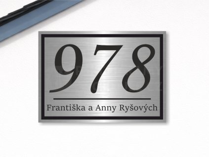 Cedule číslo domu 3 – Font B (Materiál Kov, Plast (dekór) NEREZ Broušená, Velikost A3 (30x42cm))