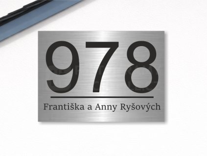 Cedule číslo domu 4 – Font A (Materiál Kov, Plast (dekór) NEREZ Broušená, Velikost A3 (30x42cm))