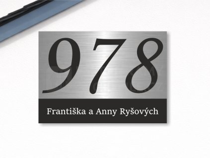 Cedule číslo domu 5 – Font B (Materiál Kov, Plast (dekór) NEREZ Broušená, Velikost A3 (30x42cm))