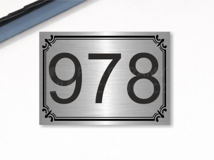 Cedule číslo domu 7 – Font A (Materiál Kov, Plast (dekór) NEREZ Broušená, Velikost A3 (30x42cm))
