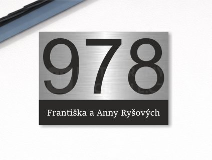 Číslo domu 5 – designová cedulka (Materiál Kov, Plast (dekór) NEREZ Broušená, Velikost A3 (30x42cm))