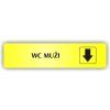 Cedule wc muži šipka dolů – plast (piktogram)