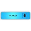 Cedule wc muži šipka dolů – plast (piktogram)