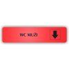 Cedule wc muži šipka dolů – plast (piktogram)