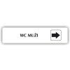 Cedule wc muži šipka do prava – plast (piktogram)