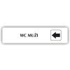 Cedule wc muži šipka do leva – plast (piktogram)