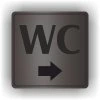 Cedule wc šipka do prava – plast (piktogram)