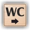 Cedule wc šipka do prava – plast (piktogram)