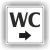 Cedule wc šipka do prava – plast (piktogram)