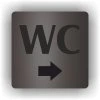 Cedule wc šipka do prava – plast (piktogram)