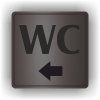 Cedule wc šipka do leva – plast (piktogram)