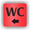 Cedule wc šipka do leva – plast (piktogram)