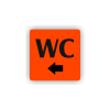 Cedule wc šipka do leva | Piktogram (čtverec)