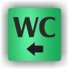 Cedule wc šipka do leva – plast (piktogram)