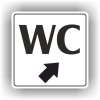 Cedule wc šipka v pravo nahorů – plast (piktogram)