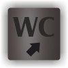 Cedule wc šipka v pravo nahorů – plast (piktogram)
