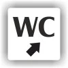 Cedule wc šipka v pravo nahorů – plast (piktogram)