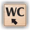 Cedule wc šipka v levo nahorů – plast (piktogram)