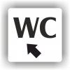 Cedule wc šipka v levo nahorů – plast (piktogram)