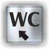 Cedule wc šipka v levo nahorů – plast (piktogram)
