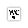Cedule wc šipka v levo nahorů | Piktogram (čtverec)