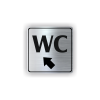 Cedule wc šipka v levo nahorů | Piktogram (čtverec)