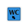 Cedule wc šipka v levo nahorů | Piktogram (čtverec)