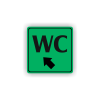 Cedule wc šipka v levo nahorů | Piktogram (čtverec)