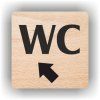 Cedule wc šipka v levo nahorů – plast (piktogram)