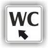 Cedule wc šipka v levo nahorů – plast (piktogram)