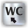 Cedule wc šipka v levo nahorů – plast (piktogram)