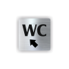 Cedule wc šipka v levo nahorů | Piktogram (čtverec)