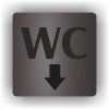 Cedule wc šipka dolů – plast (piktogram)