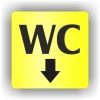Cedule wc šipka dolů – plast (piktogram)