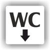 Cedule wc šipka dolů – plast (piktogram)