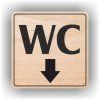 Cedule wc šipka dolů – plast (piktogram)