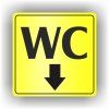 Cedule wc šipka dolů – plast (piktogram)