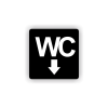 Cedule wc šipka dolů | Piktogram (čtverec)