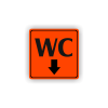 Cedule wc šipka dolů | Piktogram (čtverec)