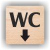Cedule wc šipka dolů – plast (piktogram)
