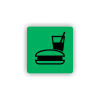 Cedule bufet s hamburgerem a pitím | Piktogram (čtverec)