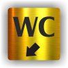 Cedule wc šipka v levo dolů – plast (piktogram)