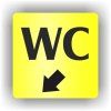 Cedule wc šipka v levo dolů – plast (piktogram)