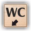 Cedule wc šipka v levo dolů – plast (piktogram)