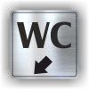 Cedule wc šipka v levo dolů – plast (piktogram)